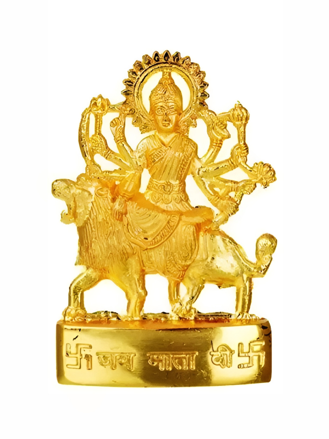Navyaksh Durga Gold Metal Metallic Prayer Room Small Showpiece - 0.4 Inches