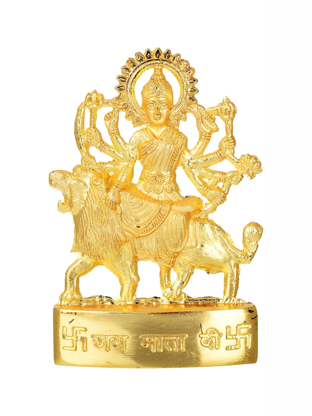 Navyaksh Durga Mata Gold Ceramic Natural Living Room Medium Showpiece - 2 Inches