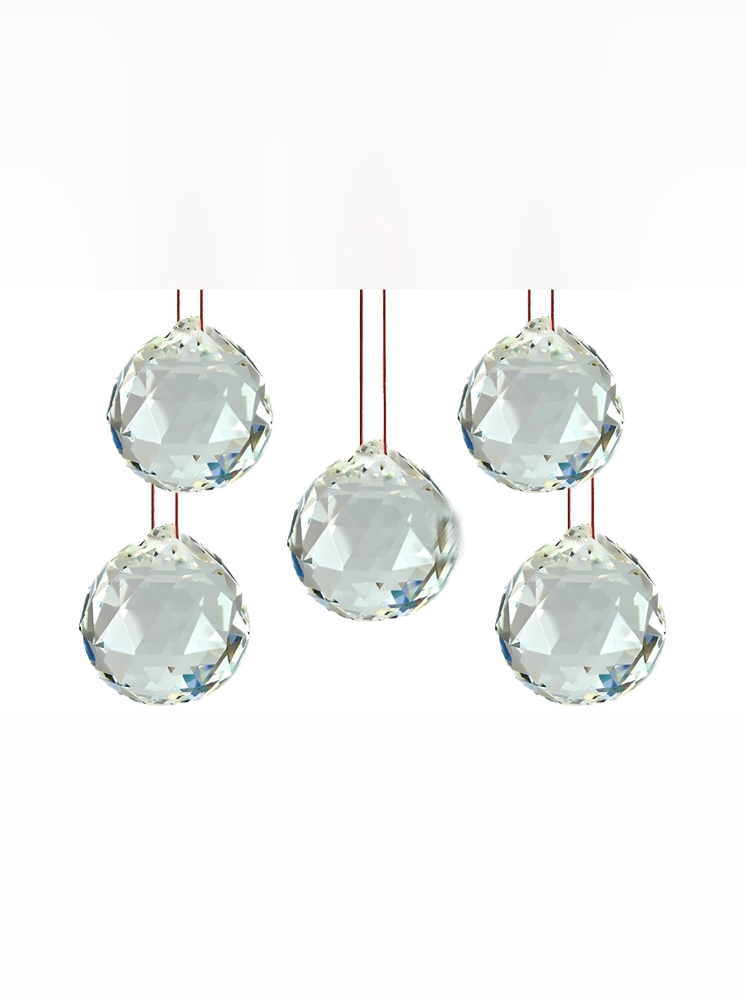 Navyaksh Ball White Crystal Glossy Living Room Set of 5 Tiny Showpieces - 2.4 Inches