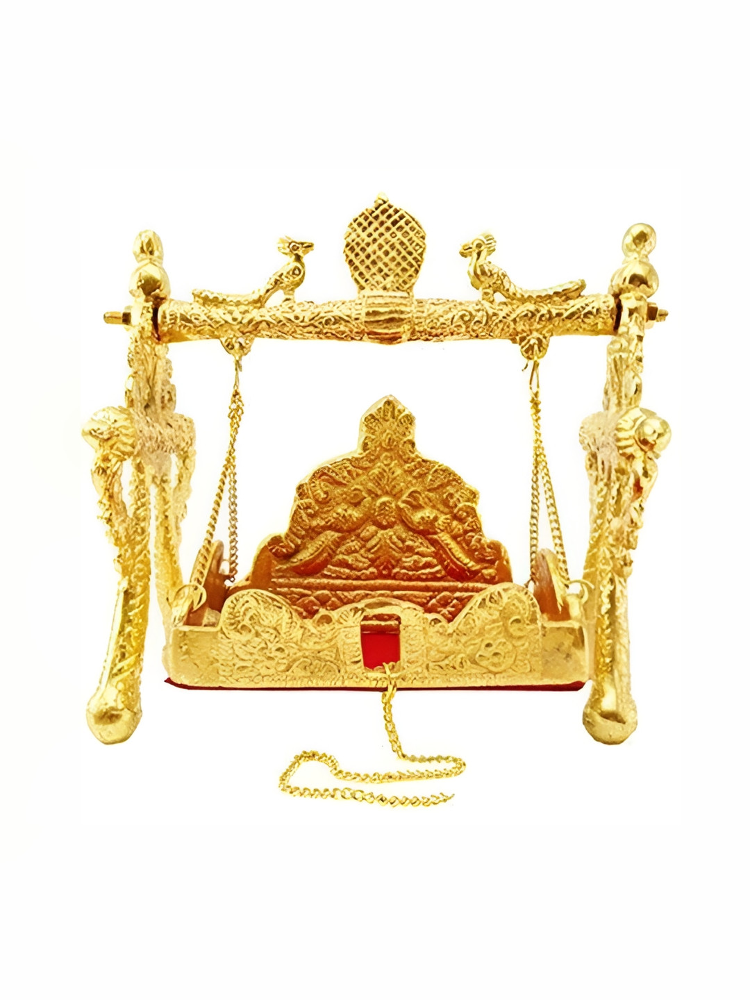 Navyaksh Jhula Gold Brass Metallic Prayer Room Small Showpiece - 7.9 Inches