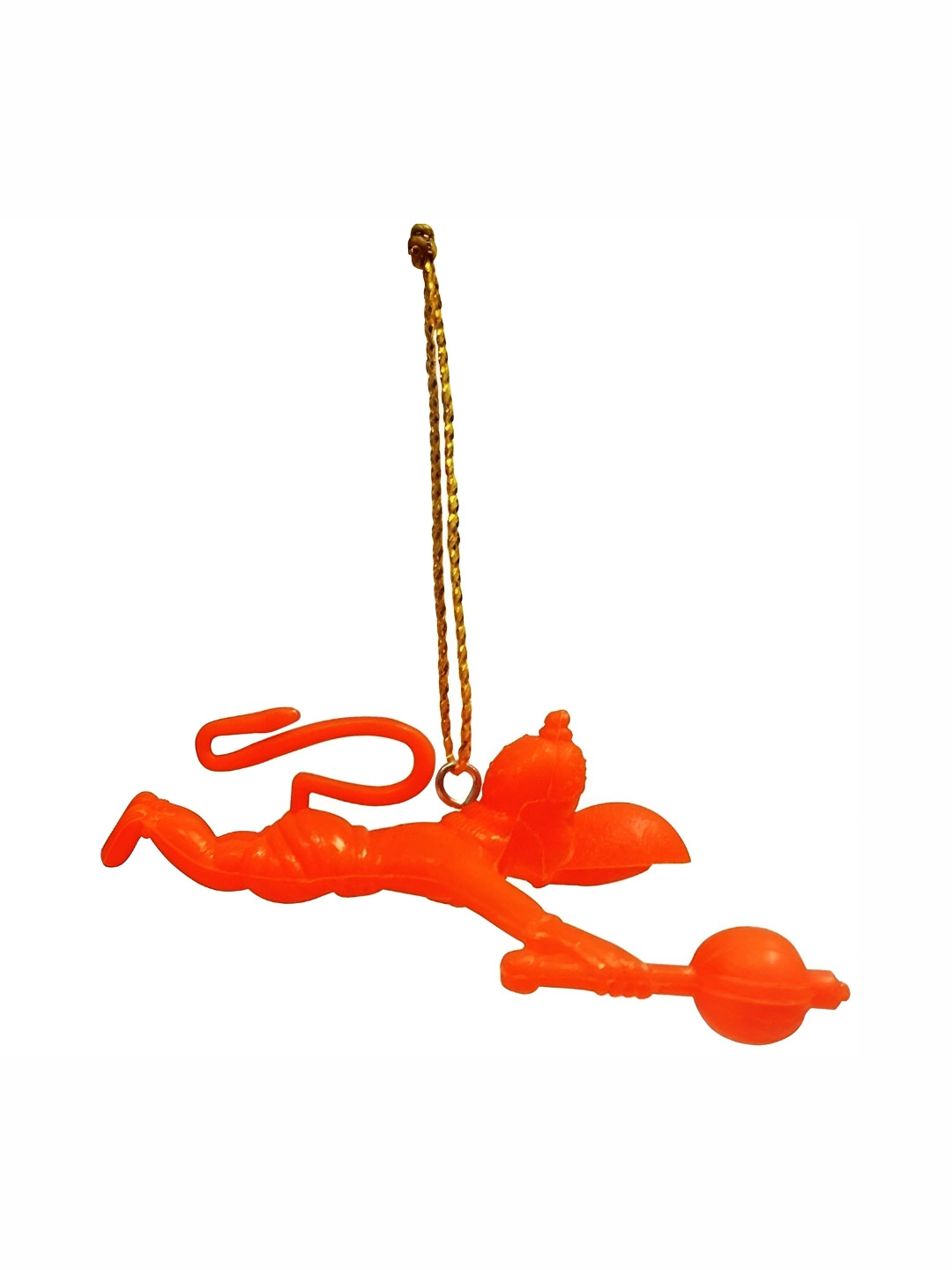 Navyaksh Flying Hanuman Ji Orange Plastic Natural Prayer Room Tiny Showpiece - 1.6 Inches