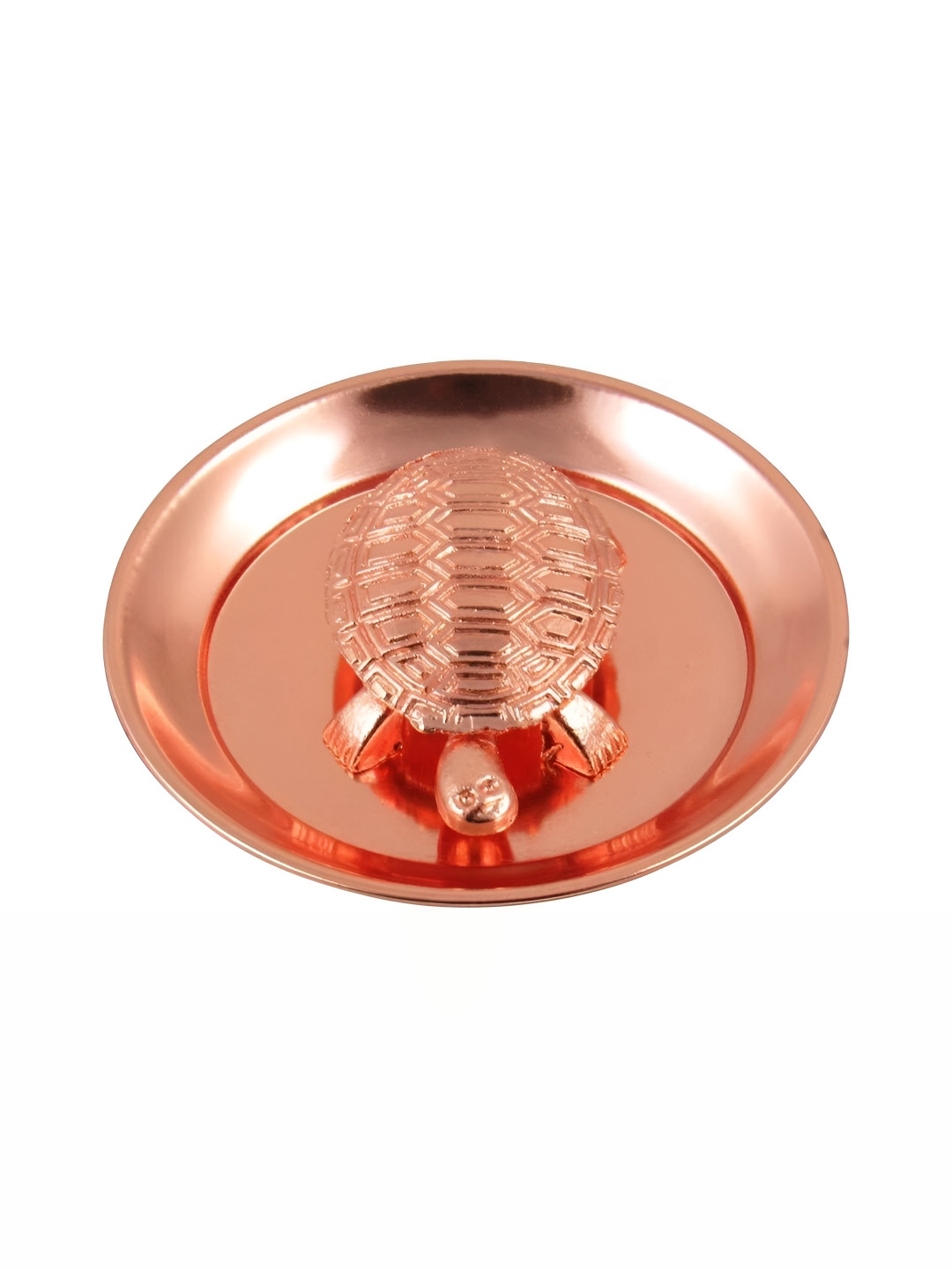 Navyaksh Tortoise Plate Copper Prayer Room Set of 2 Small Showpieces - 1.6 Inches
