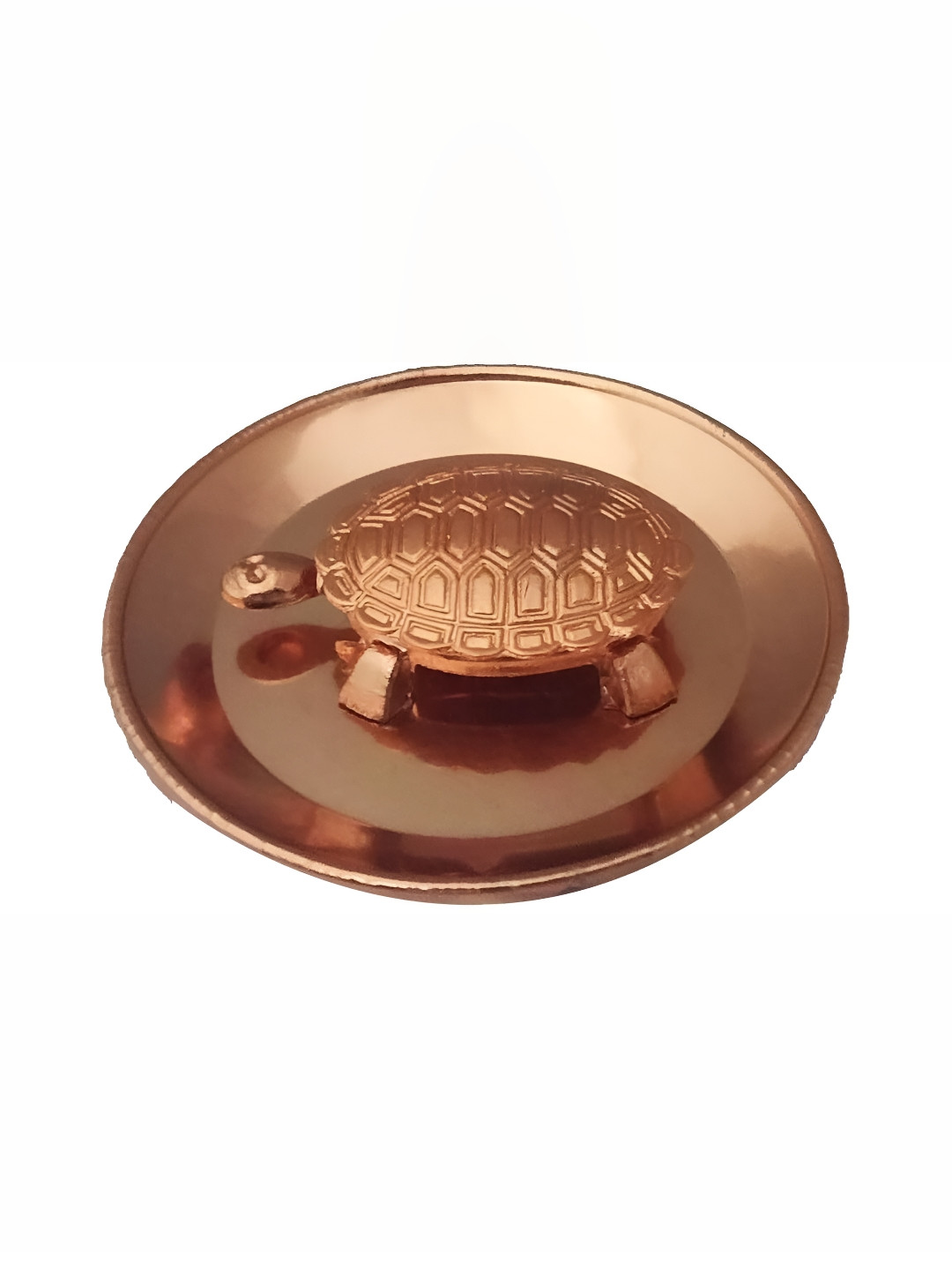Navyaksh Tamba Turtle Plate Copper Metal Metallic Prayer Room Set of 2 Small Showpieces - 0.8 Inches