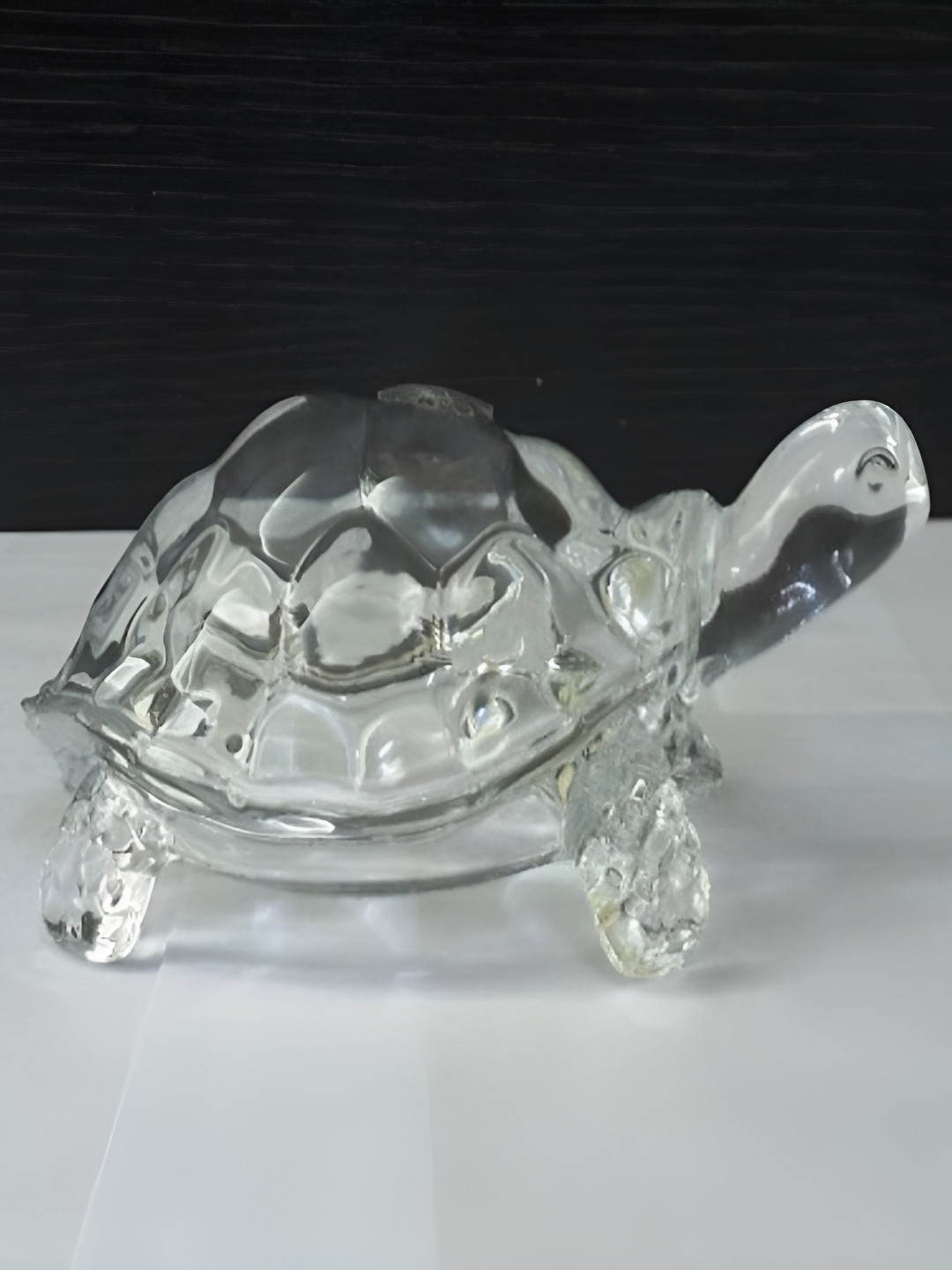 Navyaksh Kachua Silver Glass Metallic Prayer Room Tiny Showpiece - 1.2 Inches