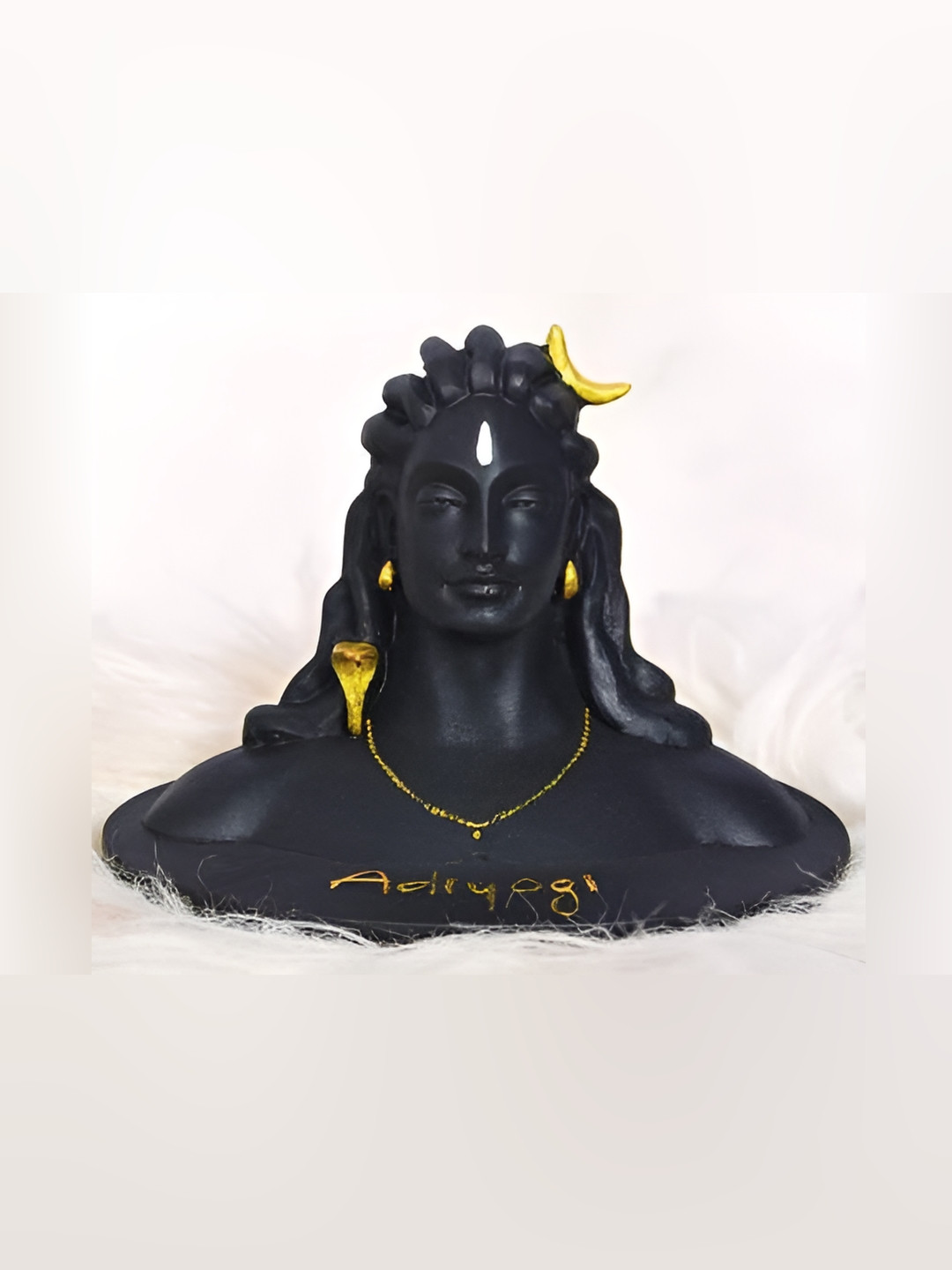 Navyaksh Yogi Black Brass Metallic Prayer Room Medium Showpiece - 4.3 Inches
