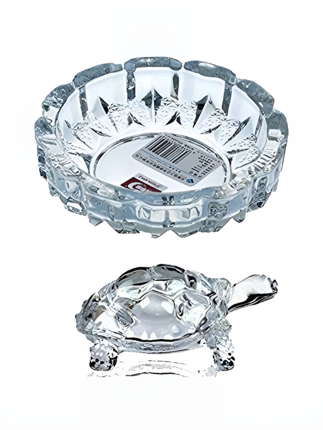Navyaksh Kachua Plate White Glass Natural Living Room Set of 2 Tiny Showpieces - 2.4 Inches