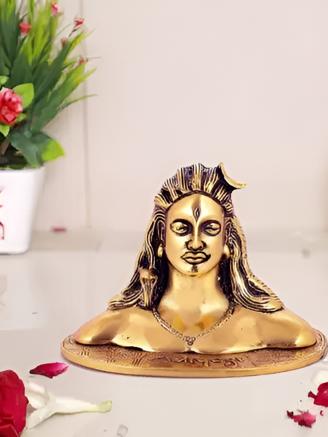 Navyaksh Aadi Yogi Gold Polyresin Glossy Prayer Room Tiny Showpiece - 3.9 Inches