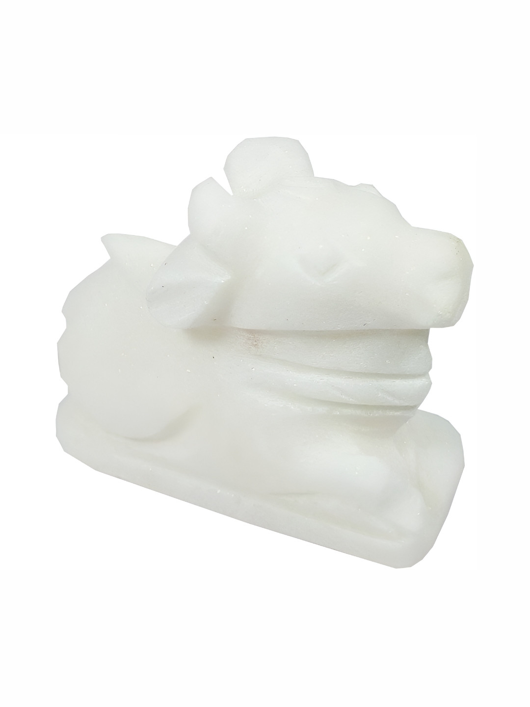 Navyaksh Nandi White Marble Glossy Prayer Room Small Showpiece - 1.6 Inches