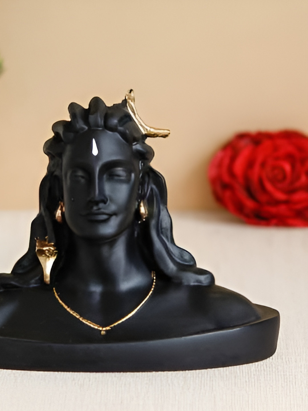 Navyaksh Dev Aadiyogi Black Polyresin Glossy Prayer Room Small Showpiece -