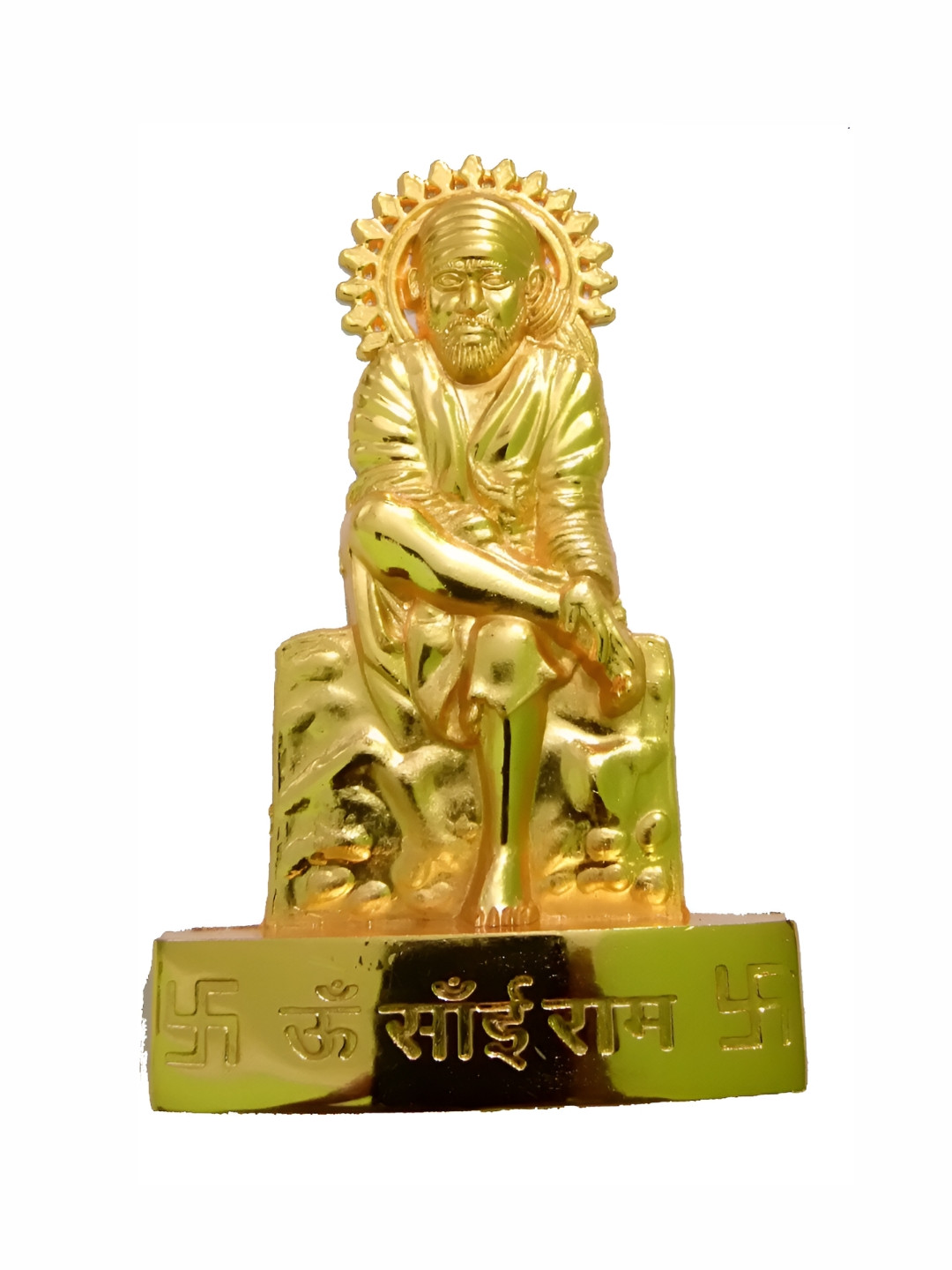 Navyaksh Saibaba Gold Brass Metallic Prayer Room Small Showpiece -