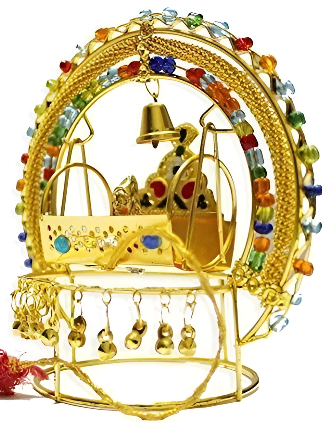 Navyaksh Palna Brown Metal Metallic Prayer Room Small Showpiece - 1.6 Inches