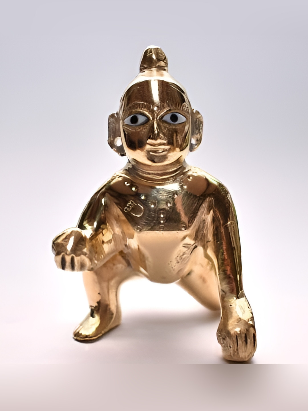 Navyaksh Laddo Gold Brass Metallic Prayer Room Small Showpiece - 2.8 Inches