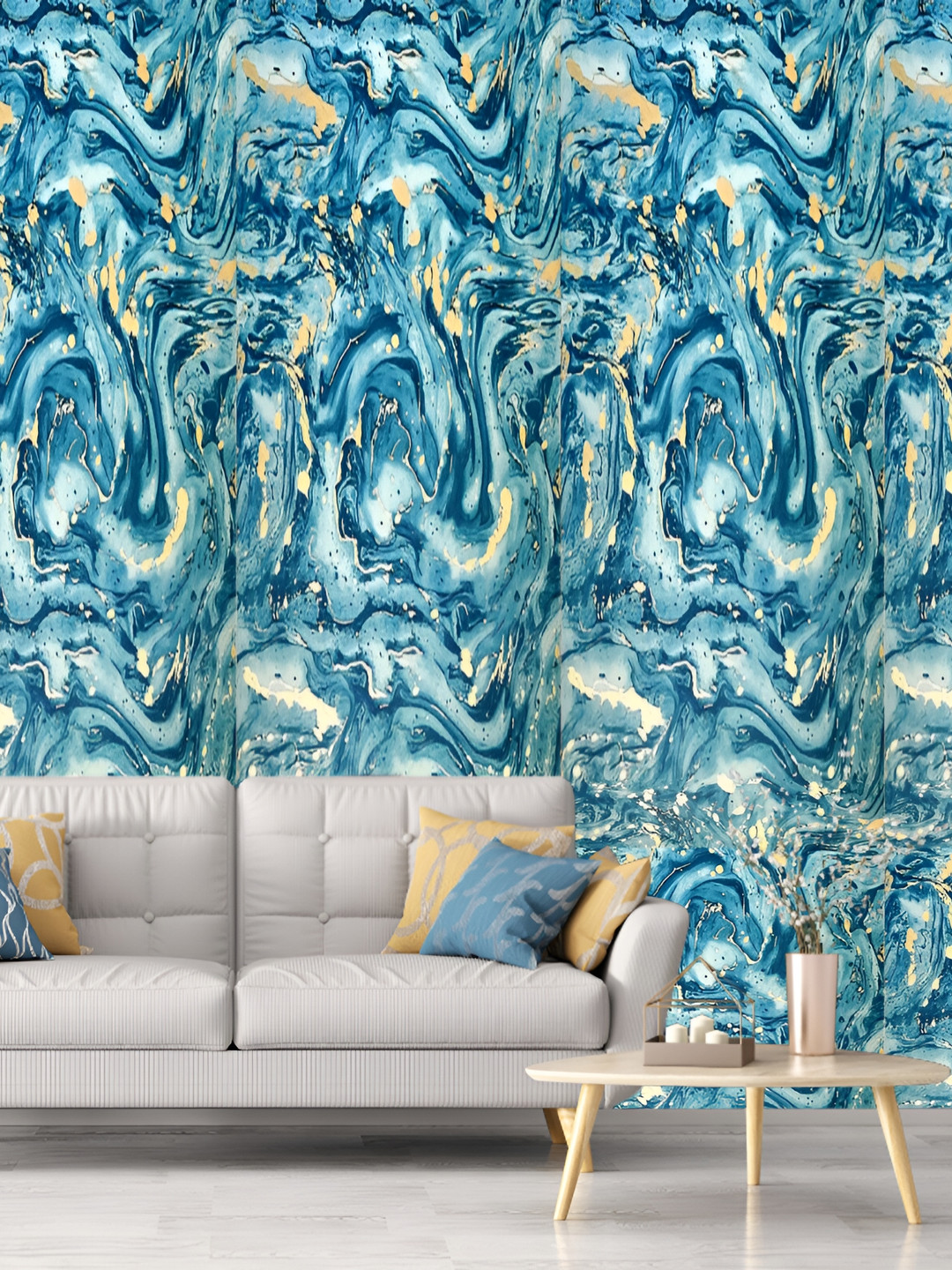 Rosecraft Blue & White Abstract Printed Wall Sticker