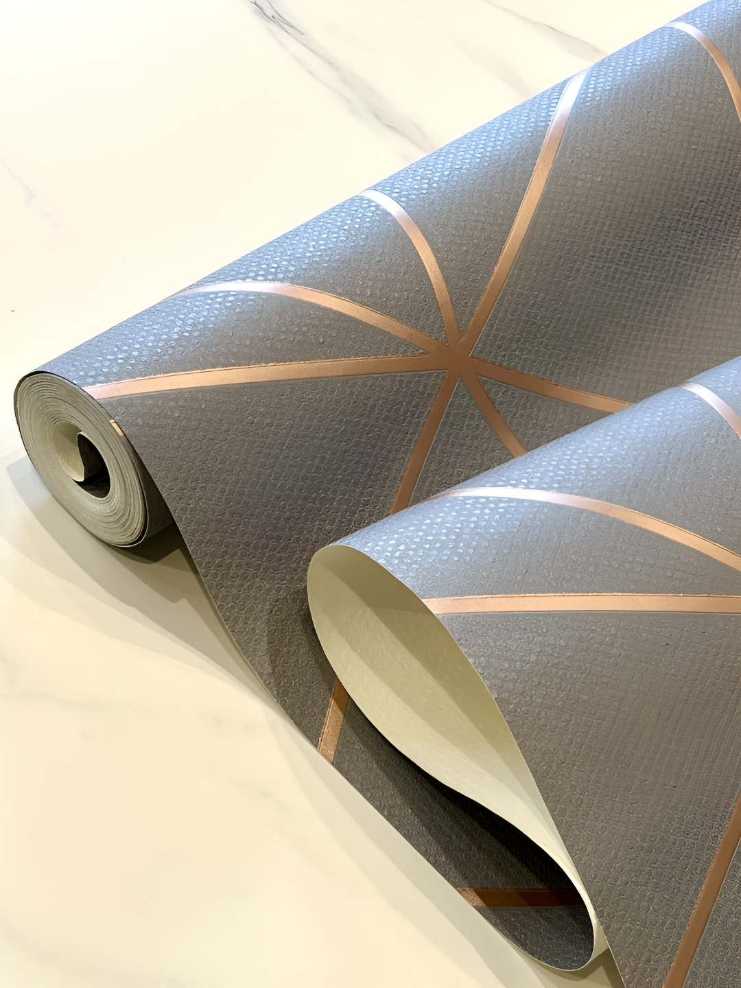 Rosecraft Grey & Gold Toned Abstract Printed Wall Sticker