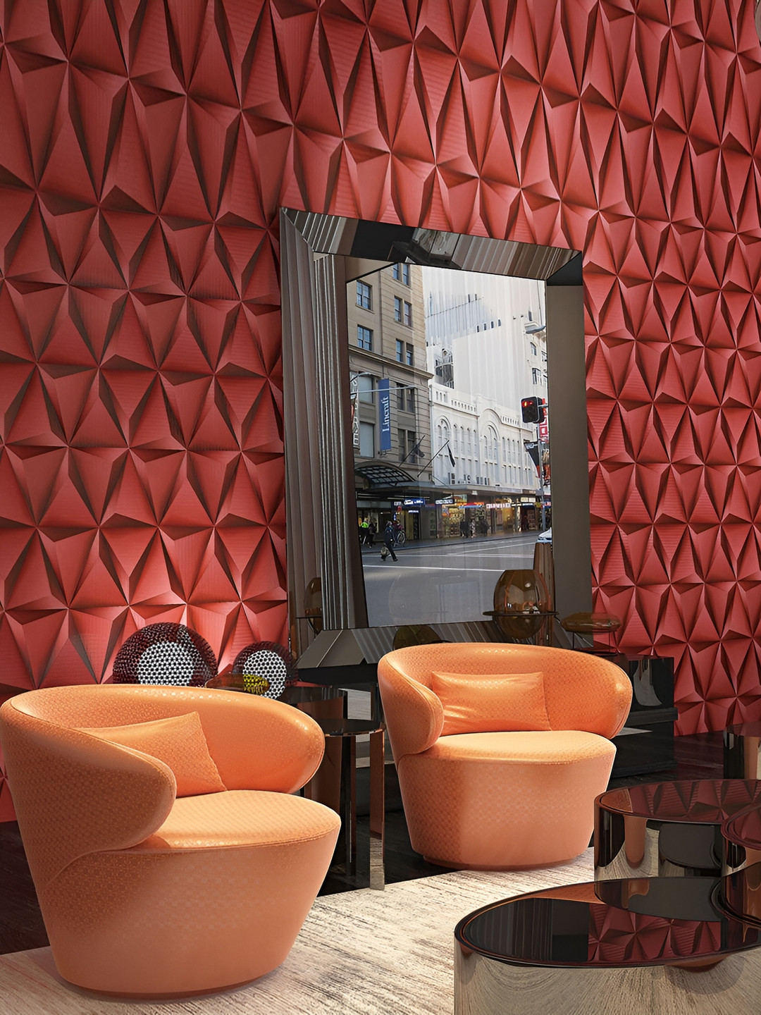 Rosecraft Red Abstract Printed Wall Sticker