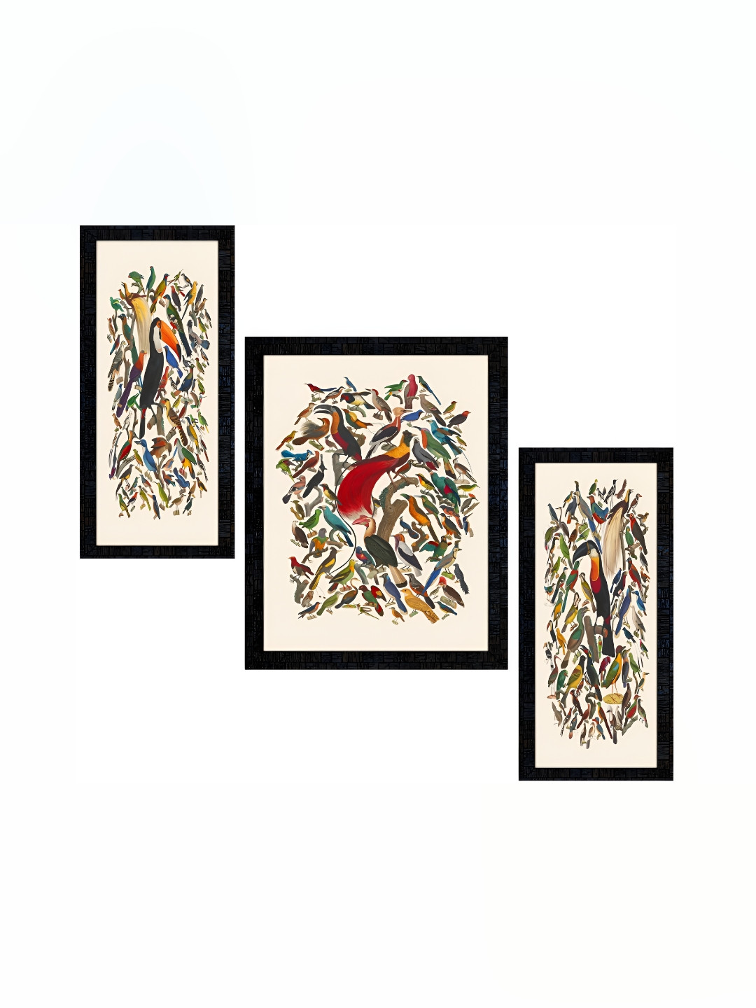 PnF Charcoal & Red 3 Pieces Birds and Animals Wall Art