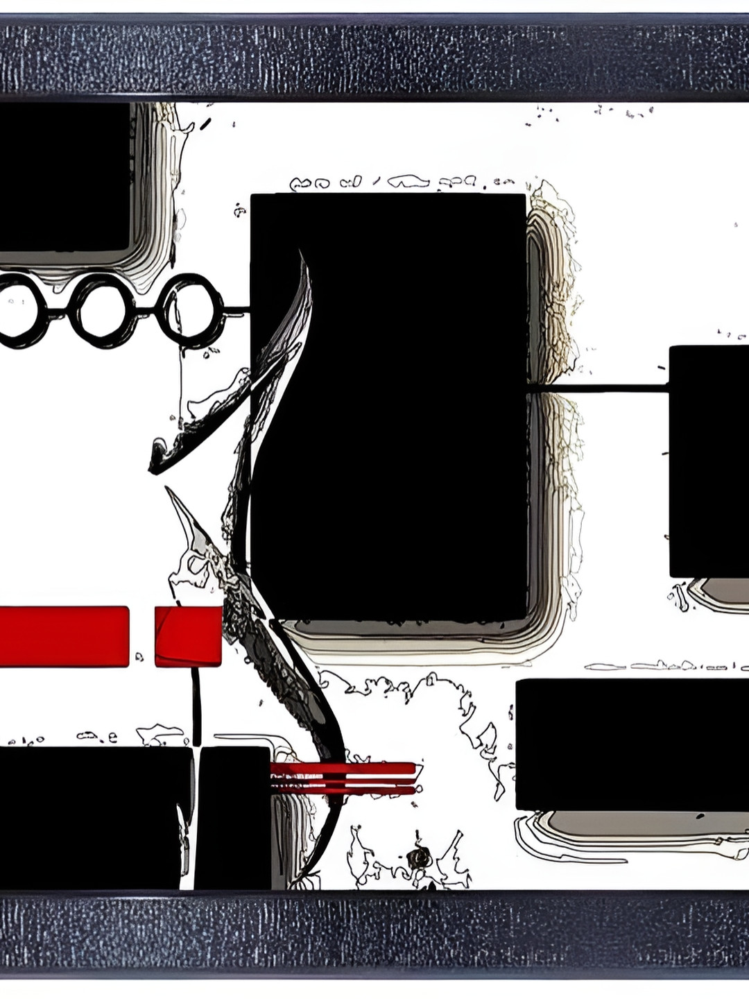 PnF Black & Red Paper Abstract Painting Wall Art