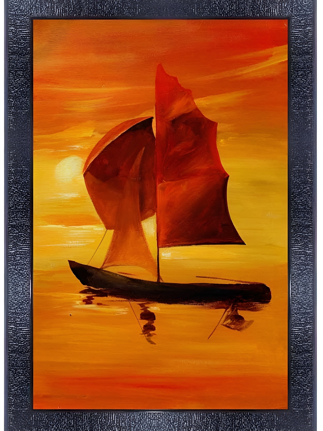 PnF Black & Orange Yatch Painting Wall Art