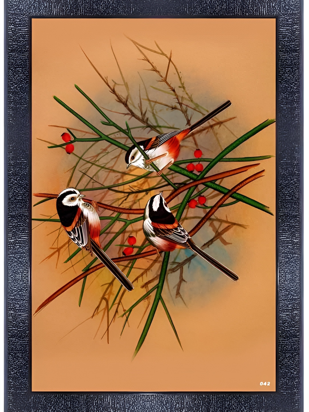 PnF Black & Red Glass Birds and Animals Wall Art