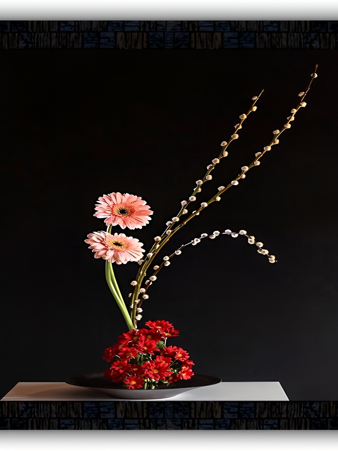 PnF Black & Red Wooden & Paper Floral and Botanical Wall Art