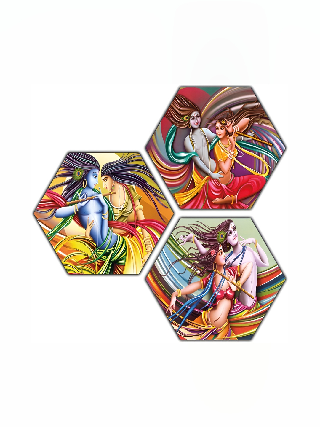PnF Paper 3 Piece Wall Hexagon Paintings Wall Art - 13.77 x 13.77 In