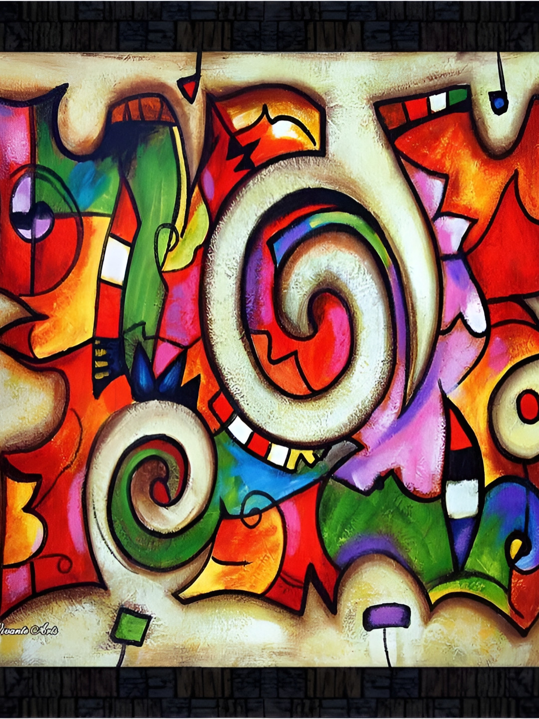 PnF Black & Purple Paper & Wooden Painting Wall Art