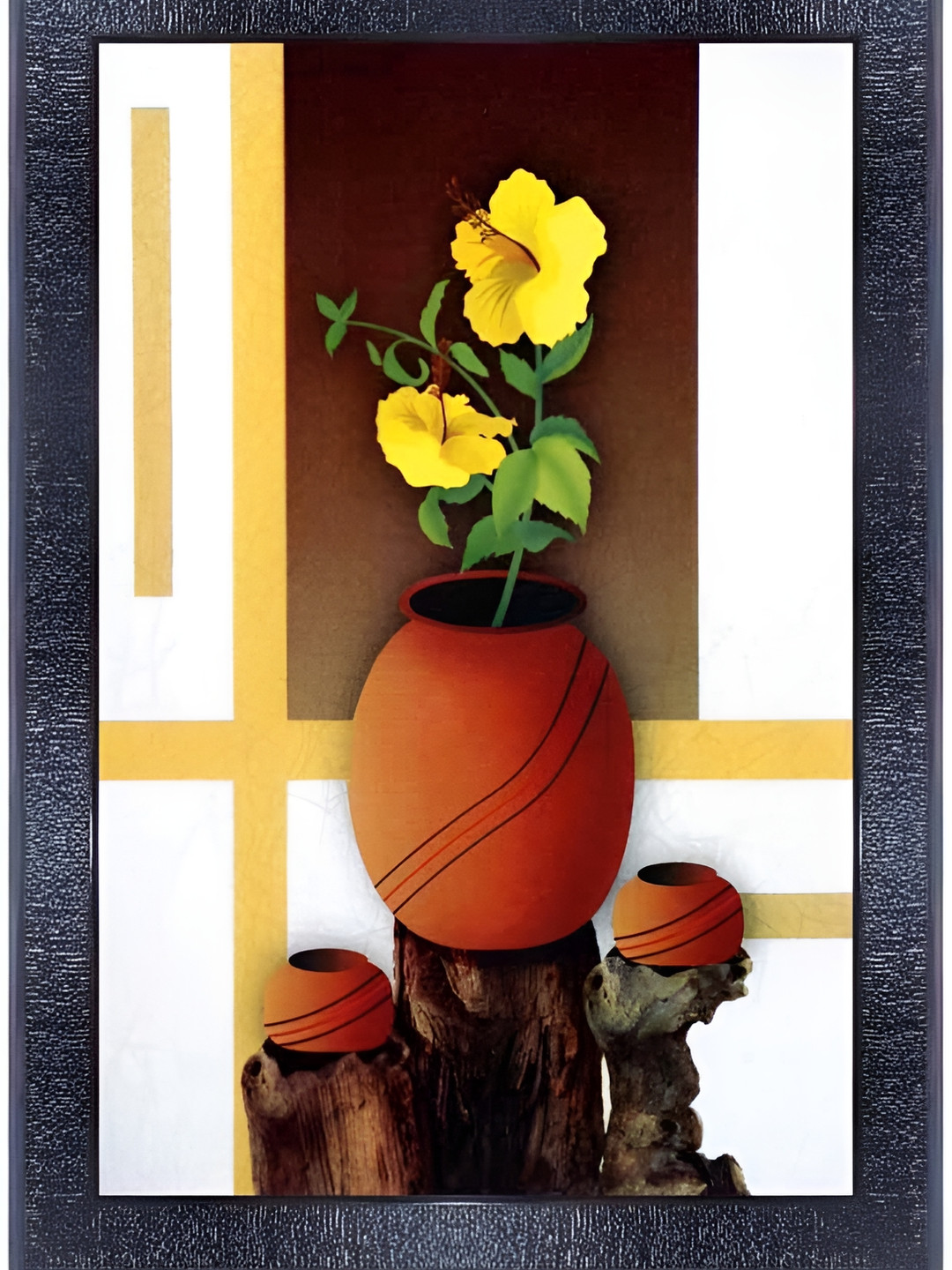 PnF Black & Brown Paper And Wooden Painting Wall Art