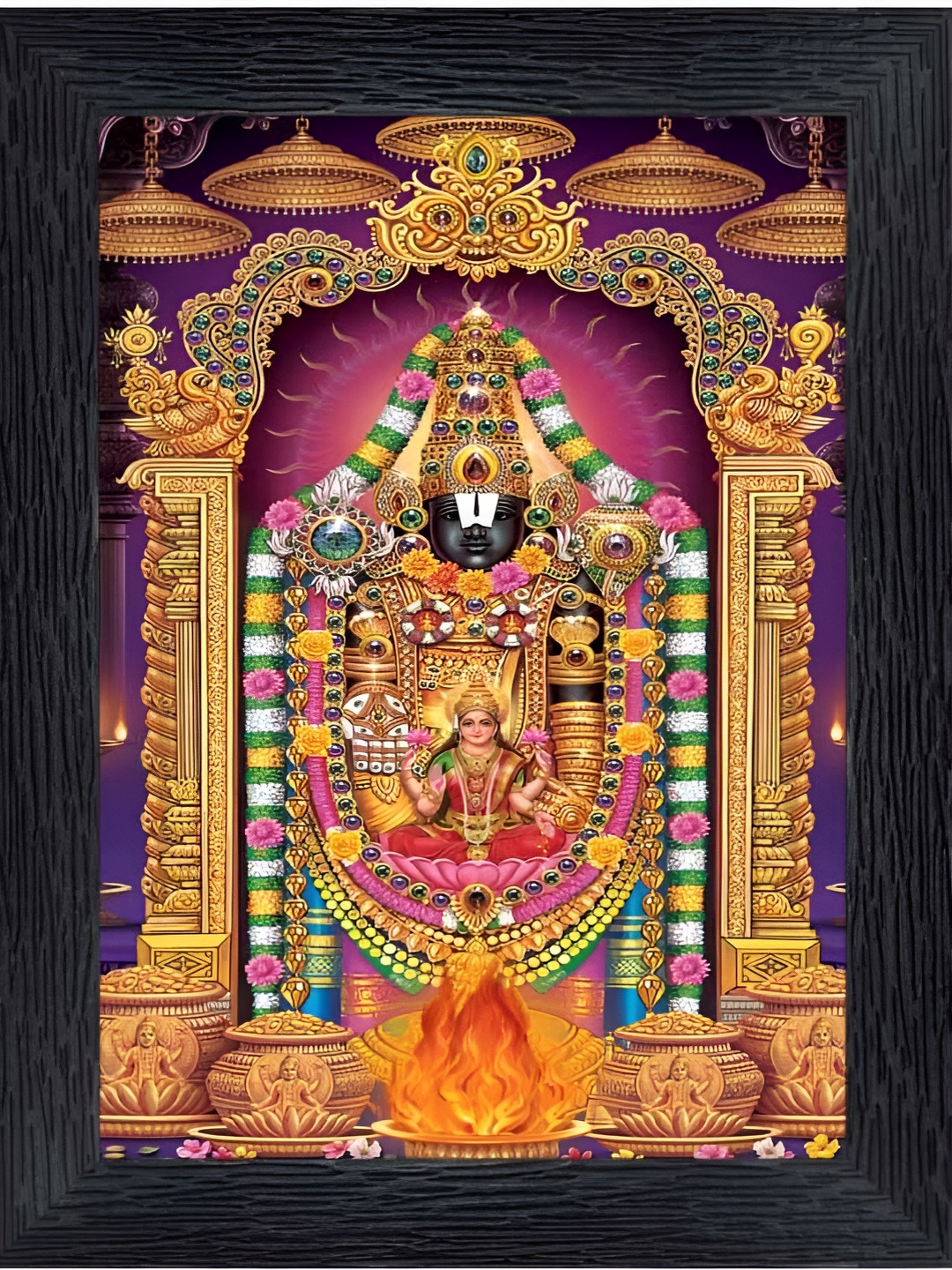 PnF Sri Venkateshwara Swamy Wood Wall Rectangle Photographs Wall Art - 7 x 5In