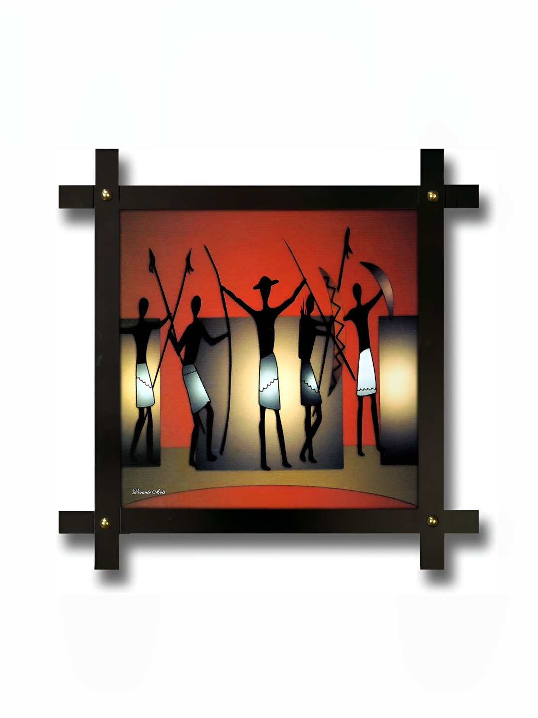 PnF Red & Black Paper & Wooden Painting Wall Art