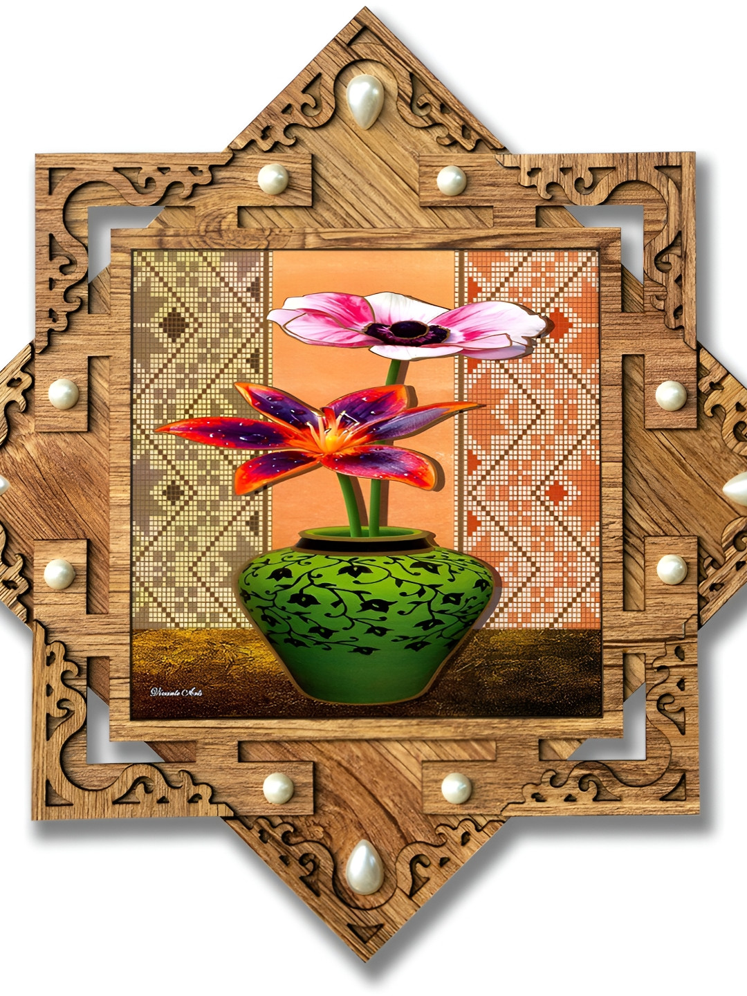 PnF Wood Wall Square Paintings Wall Art -16.53 x 16.53 In