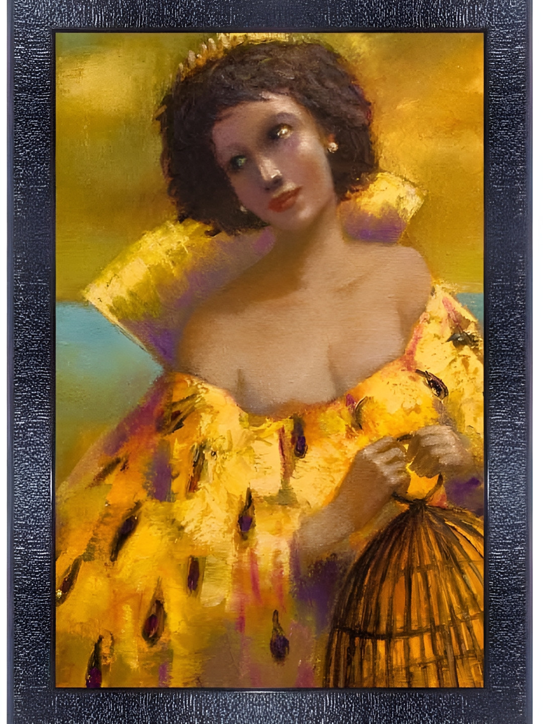 PnF Black & Yellow Wooden Women Painting Wall Art