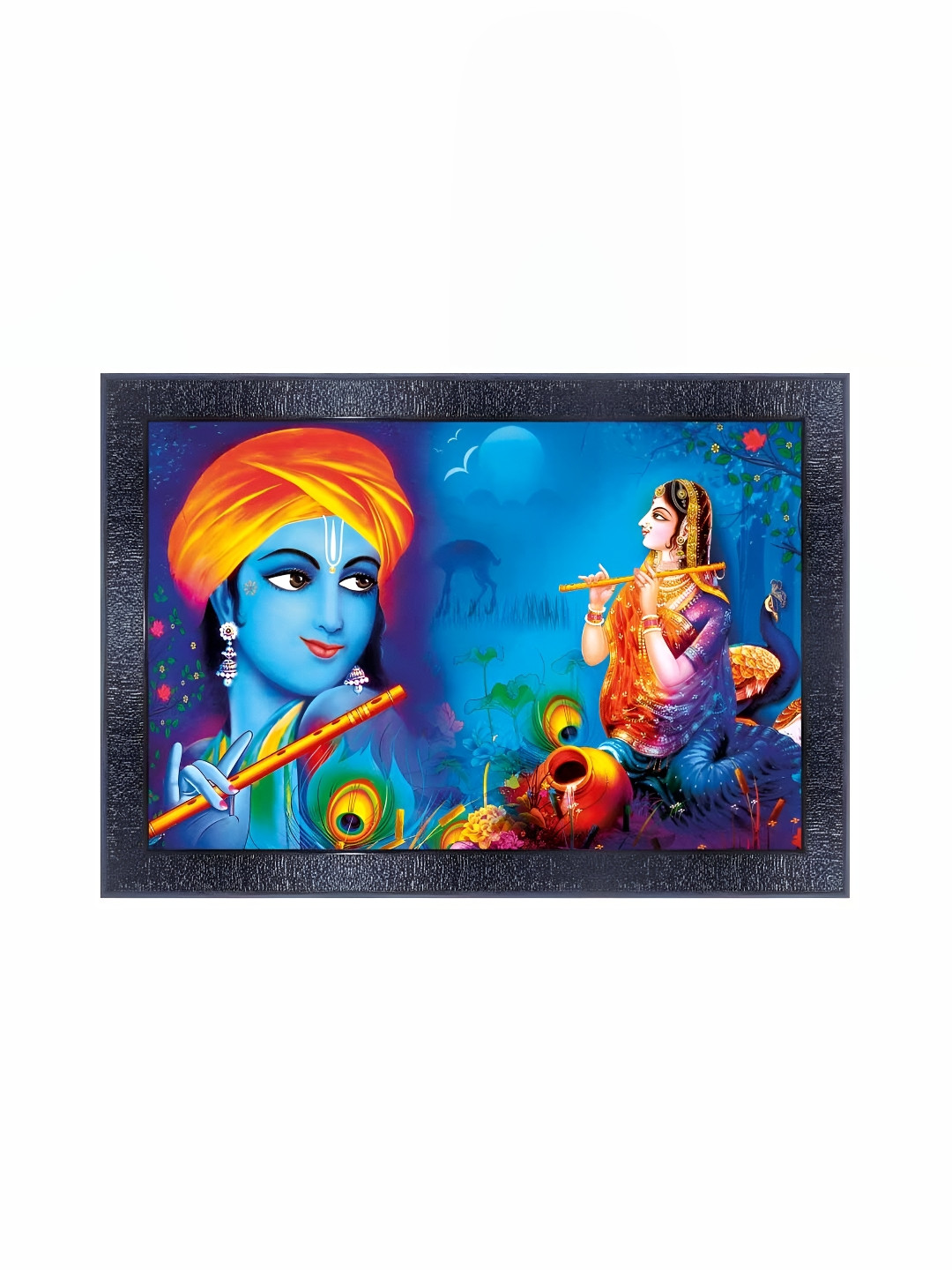 PnF Black & Blue Religious Paper And Wooden Painting Wall Art