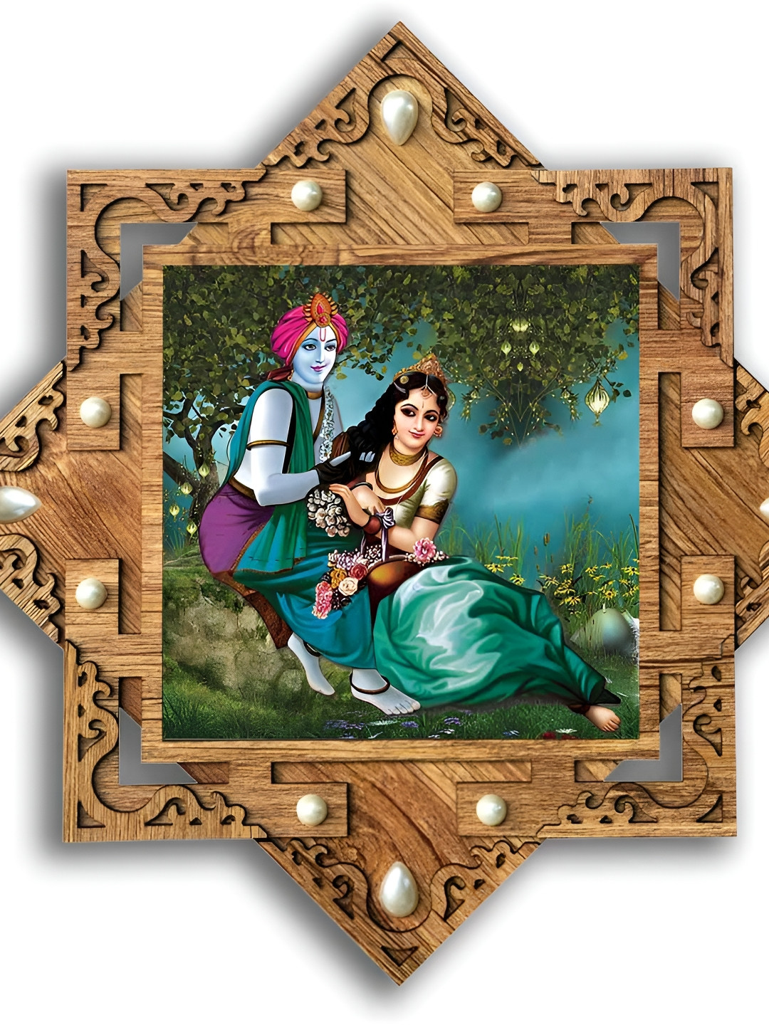 PnF Brown Wood Wall Living Room Rectangle Potrait Paintings Wall Art -16.14 x 16.14In