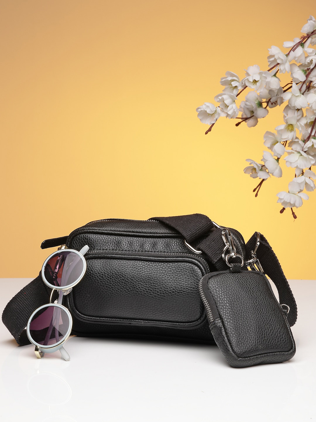 DressBerry Black Structured Sling Bag