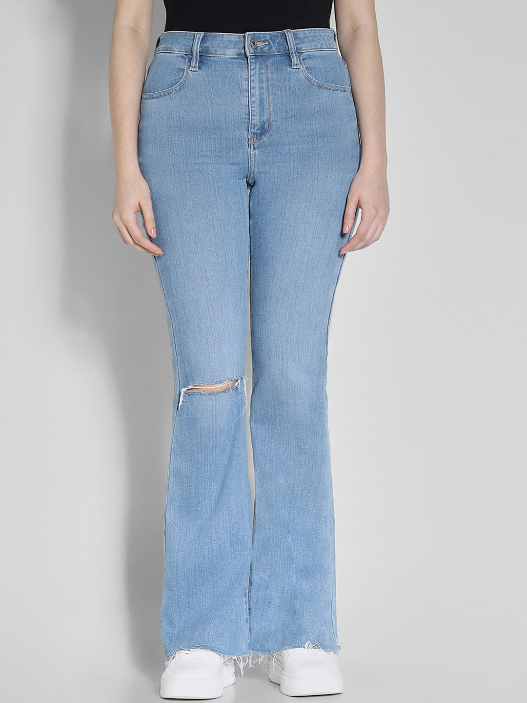AMERICAN EAGLE OUTFITTERS Women Flared High-Rise Slash Knee Jeans