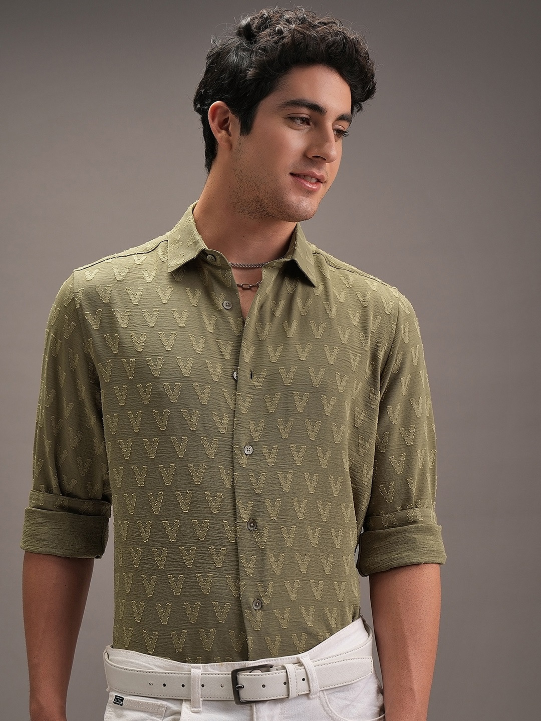 LOCOMOTIVE Men Luxe Jaquard Textured Party Shirt