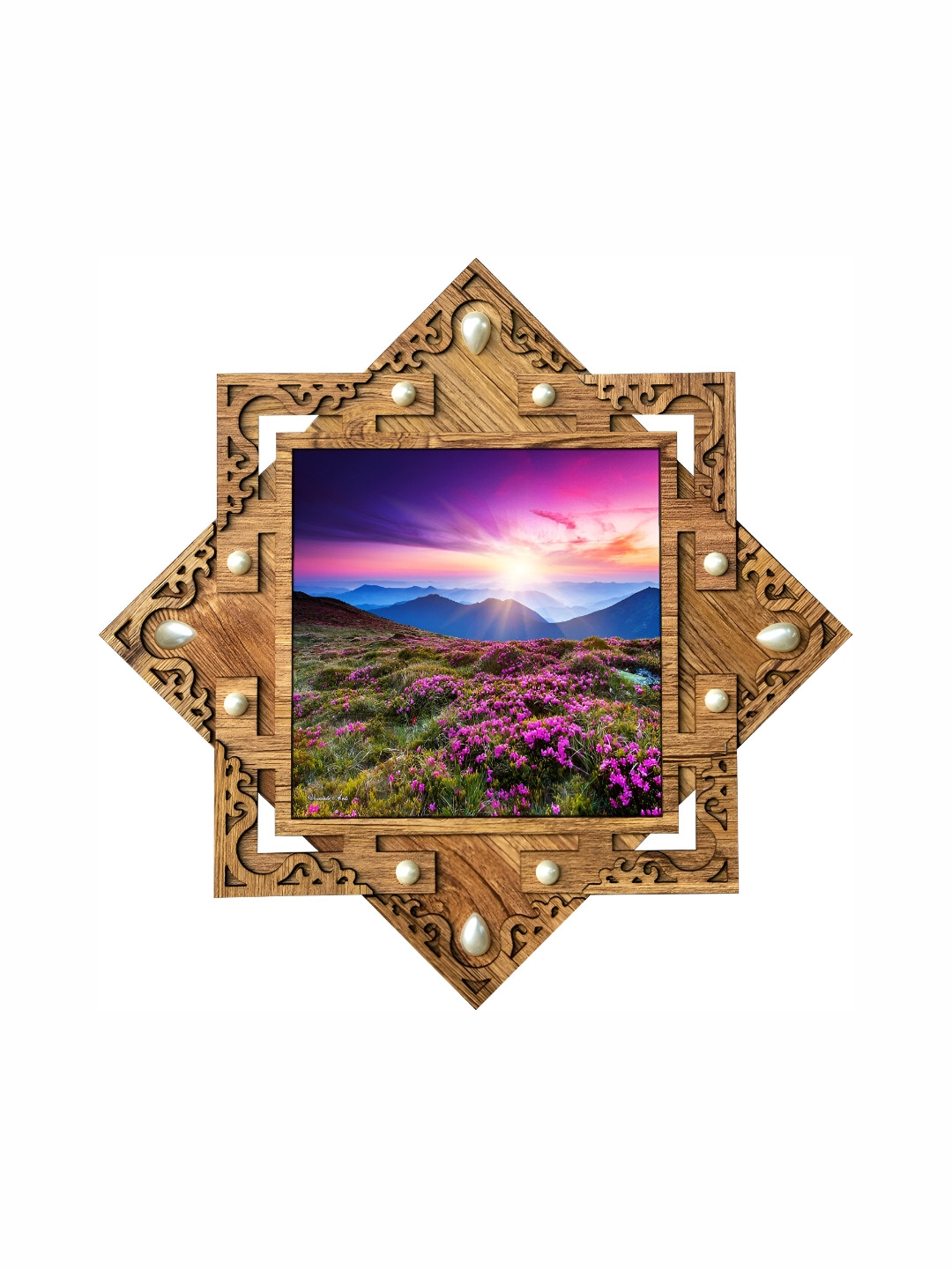 PnF Purple & Brown Floral and Botanical Wooden Photographs Wall Art