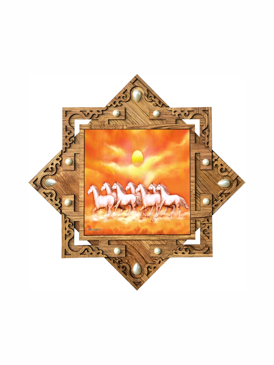 PnF Tiger Brown Wood Wall Living Room Square Potrait Paintings Wall Art -16.54 x 16.54In