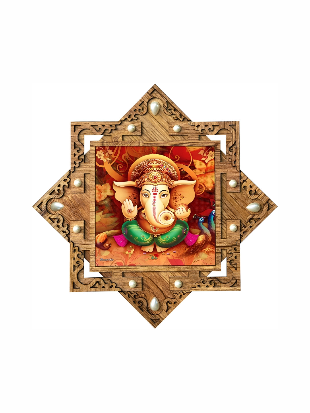 PnF Brown & Red Religious Religious Wooden Painting Wall Art
