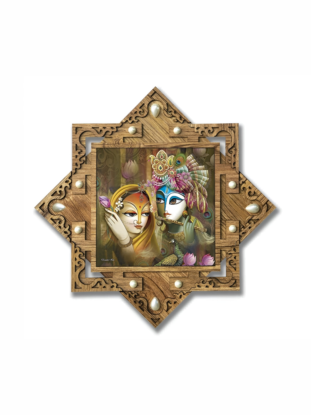 PnF Brown Wood Square Wall Painting Wall Art-16.5 x 16.5In