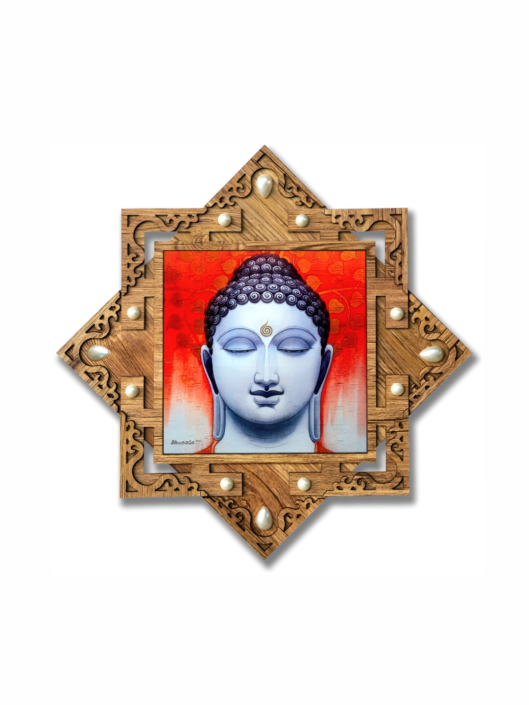 PnF Brown & Red Religious Wood Painting Wall Art