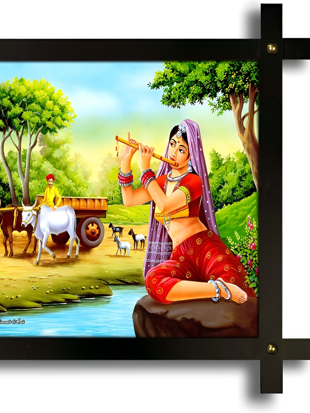 PnF Green Wood Wall Living Room Rectangle Potrait Paintings Wall Art -11.97 x 11.97In