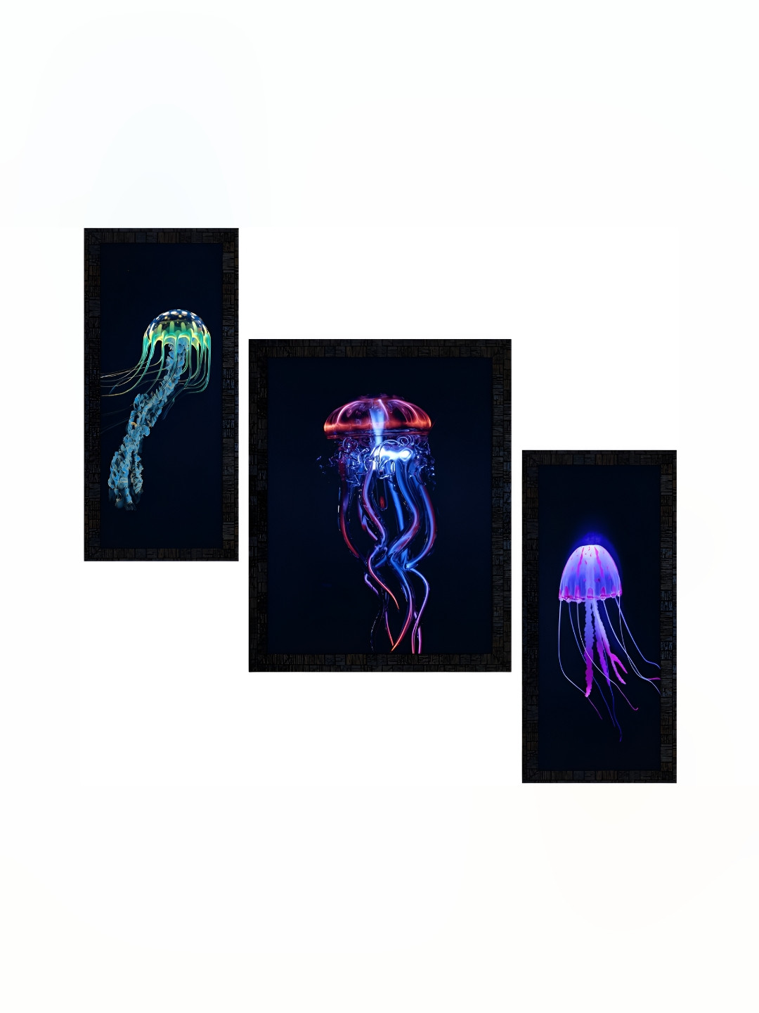 PnF Wood 3 Piece Wall Rectangle Paintings Wall Art -13.5 x 6 In