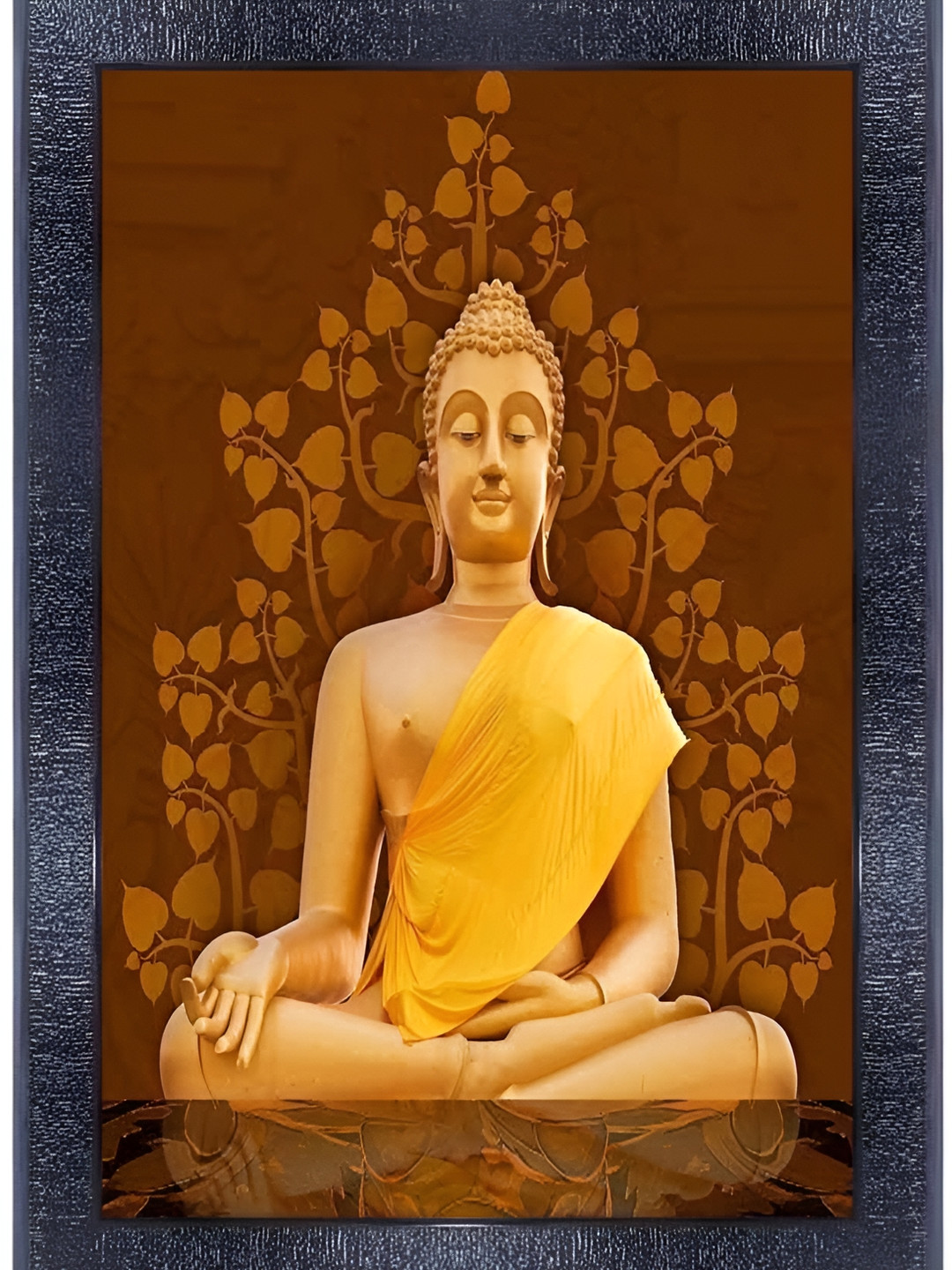 PnF Lord Buddha Wood Wall Rectangle Paintings Wall Art -14 x 10 In