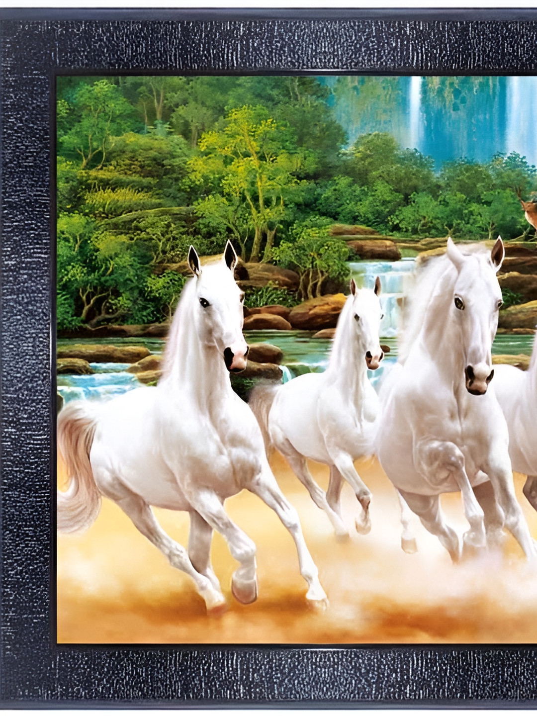 PnF Black & Green Birds and Animals Glass Painting Wall Art