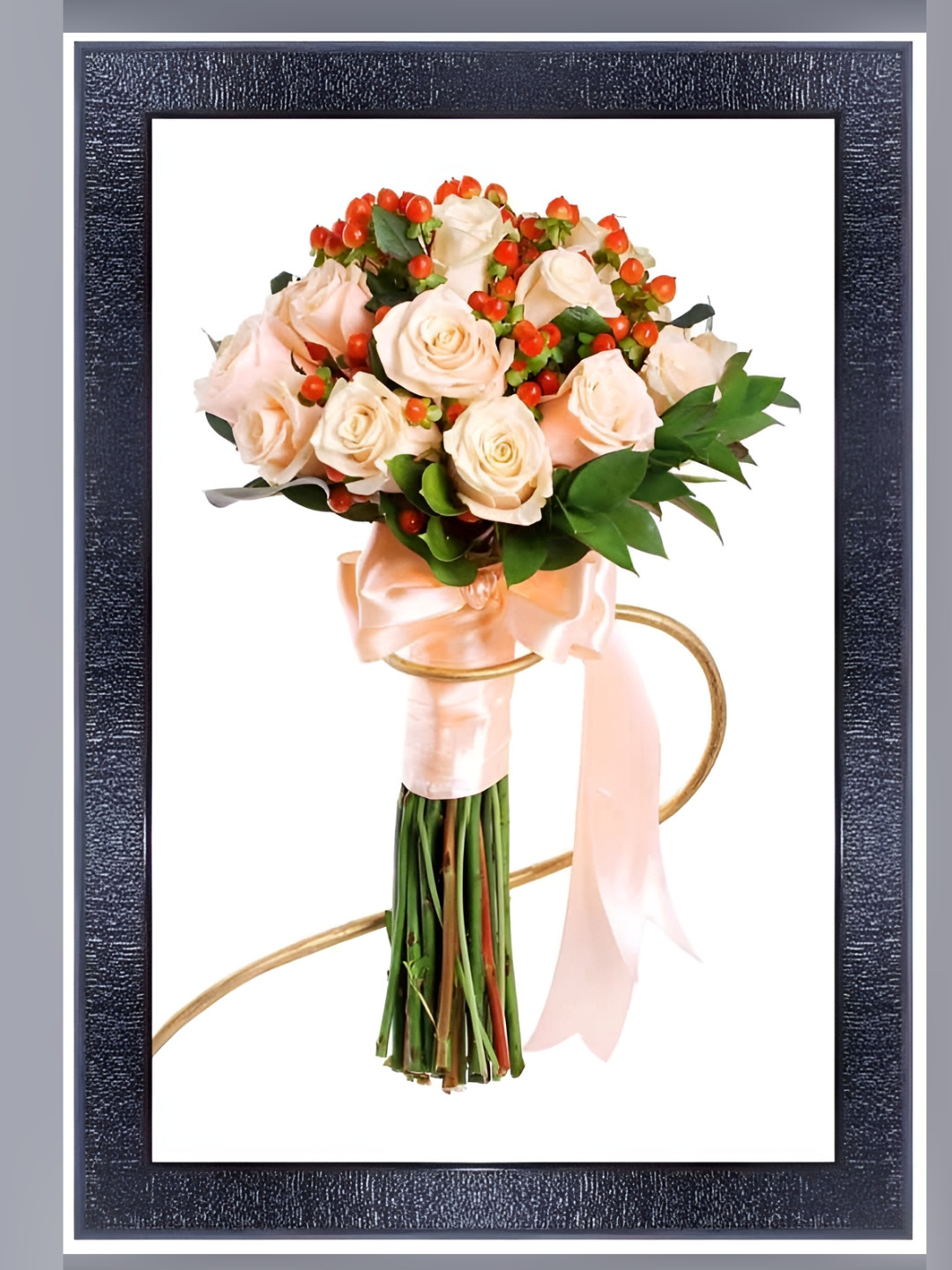PnF White & Green Paper Floral and Botanical Wall Painting