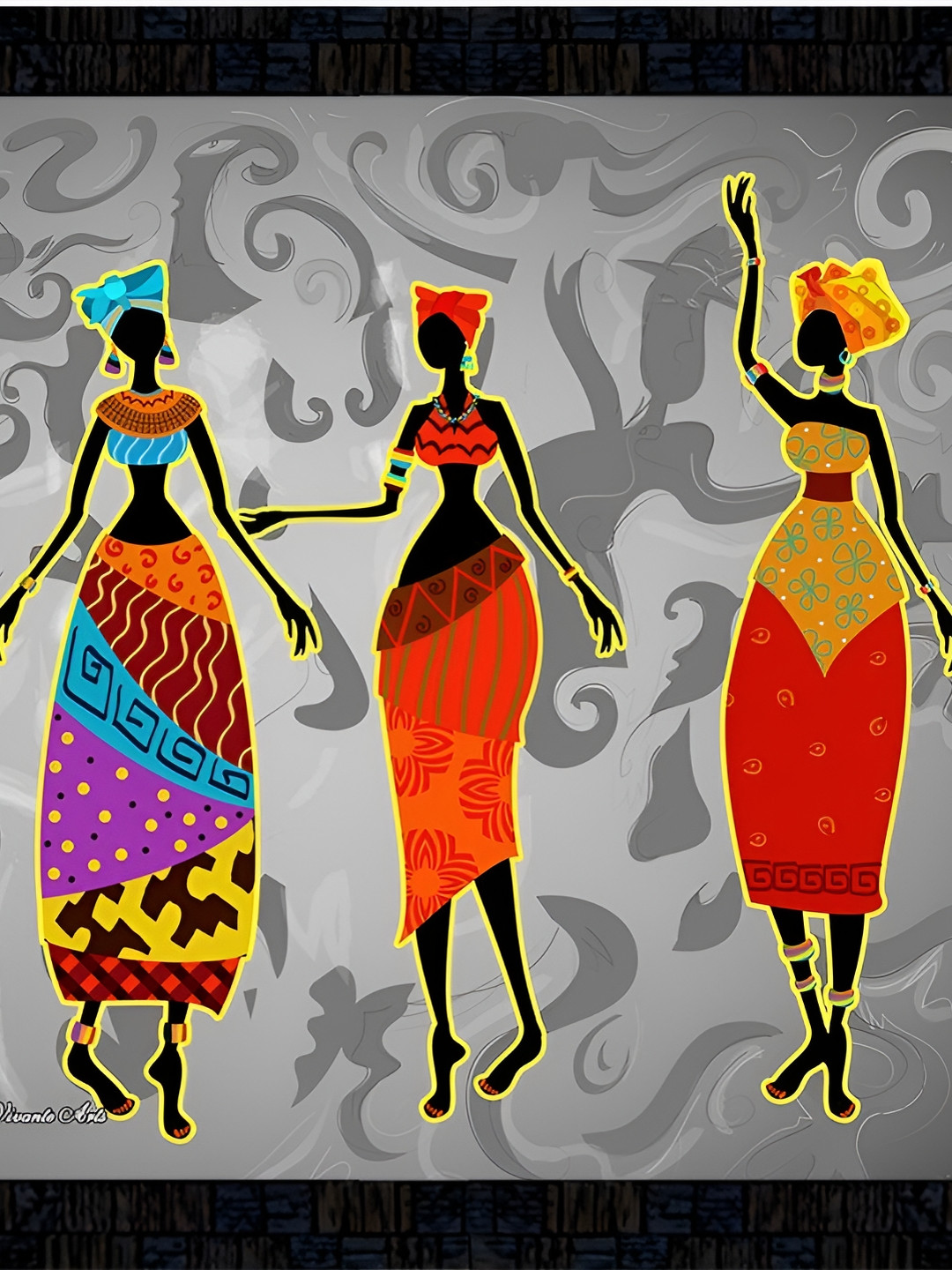 PnF Black Paper Wall Living Room Rectangle Potrait Paintings Wall Art -12 x 12In