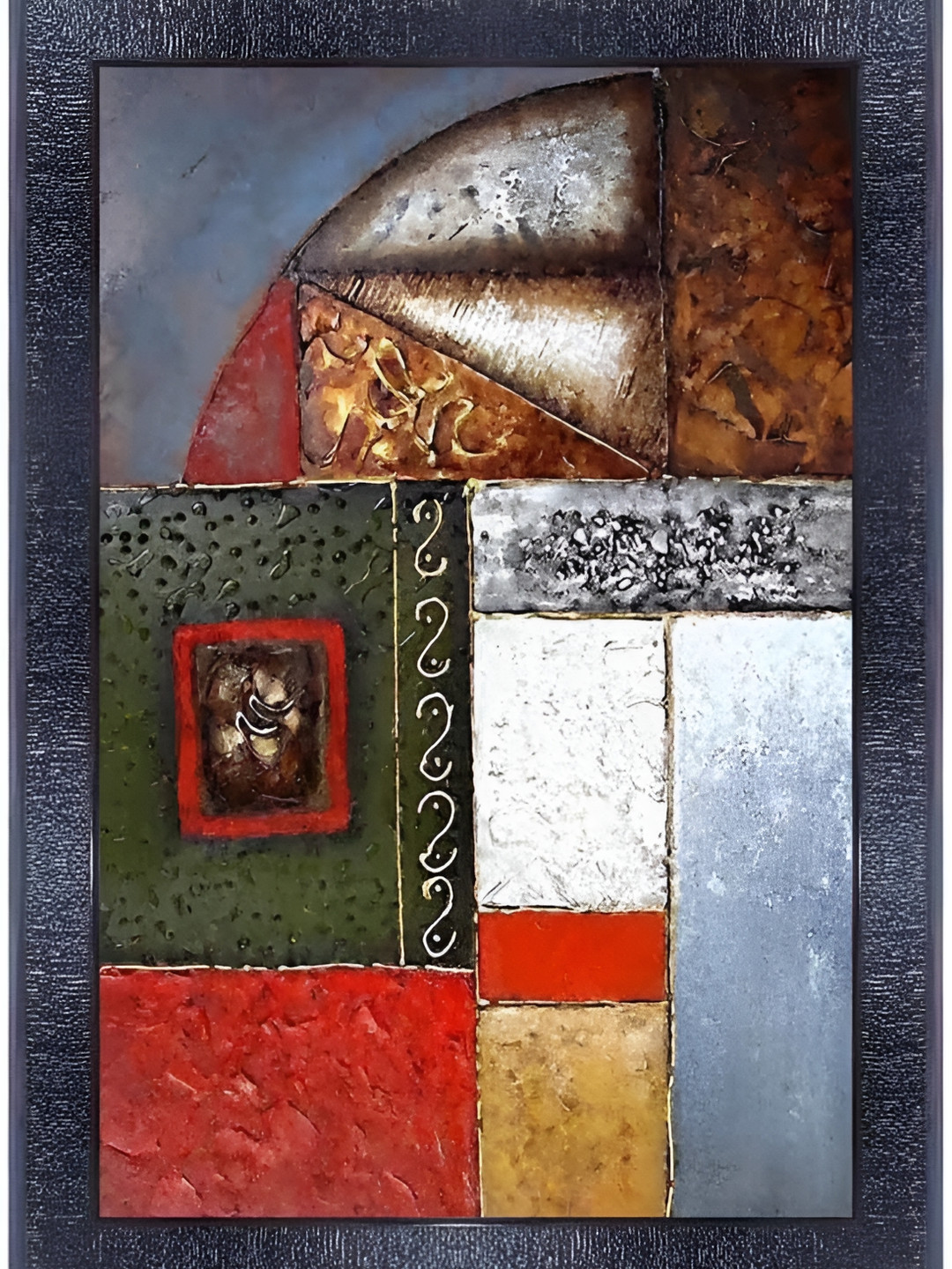 PnF Black & Red Glass Abstract Wall Art