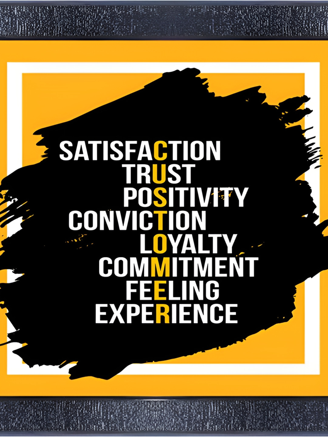 PnF Grey Melange & Yellow Motivational Quotes Wall Art