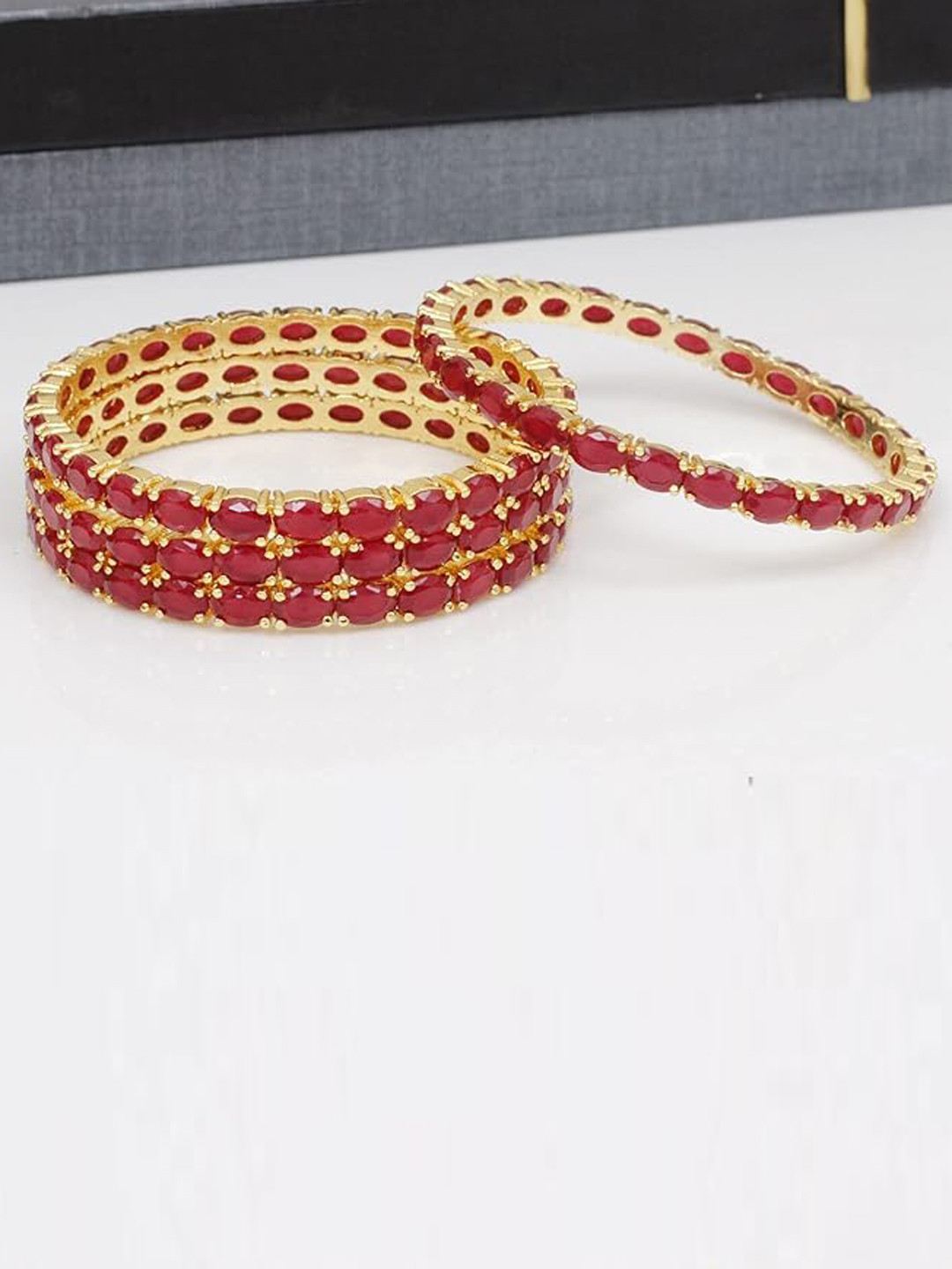 The Pari Set Of 4 Gold Plated American Diamond Bangles